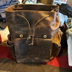 Distressed real leather backpack